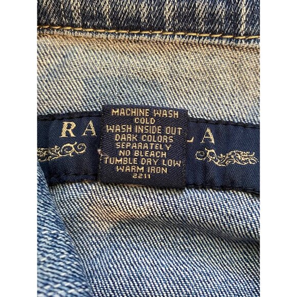 Rafaella Womens Denim Jacket Size 12 Stretch Button-Up Y2K Casual Cowgirl Grunge - Picture 4 of 11